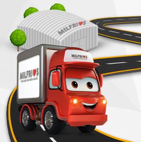 Mascote da Milfrios, um caminhão vermelho